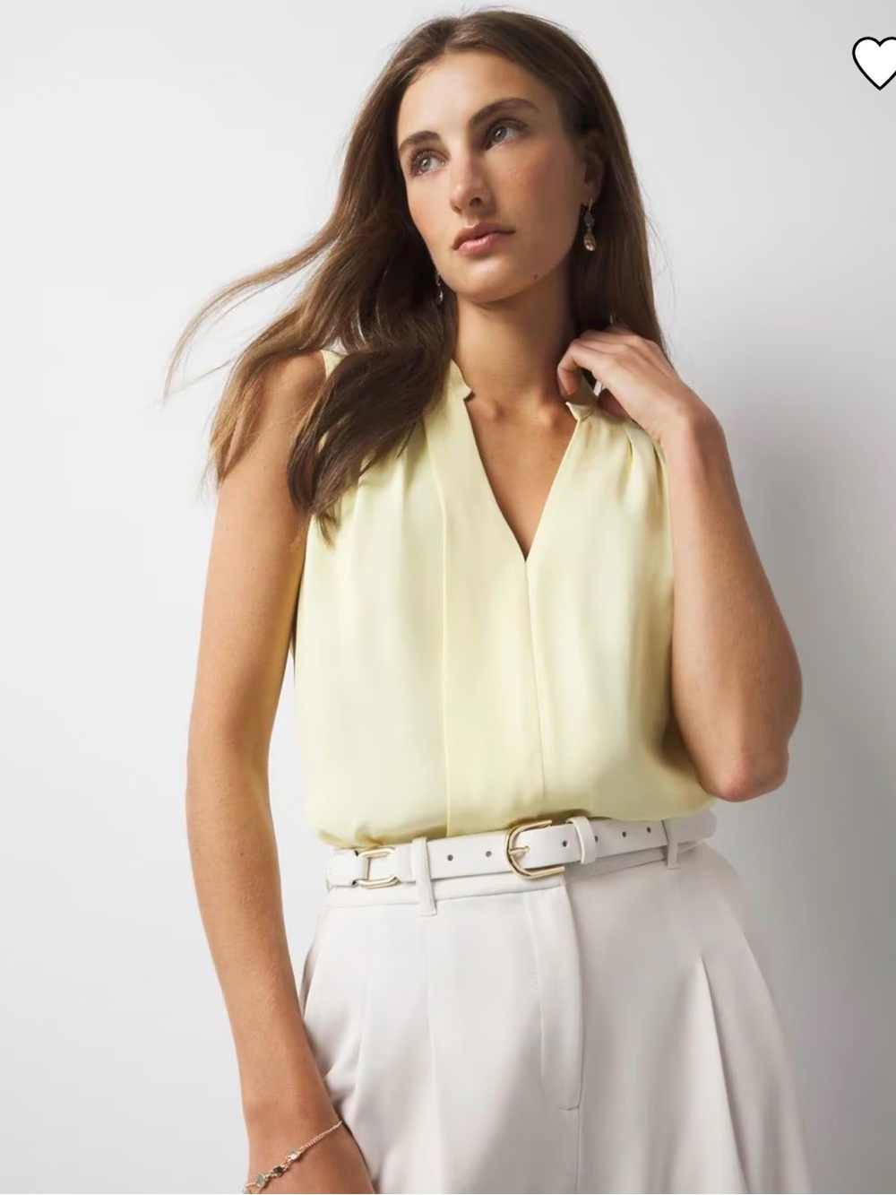 White House Black Market Pale Yellow Sleeveless V-Neck Camisole